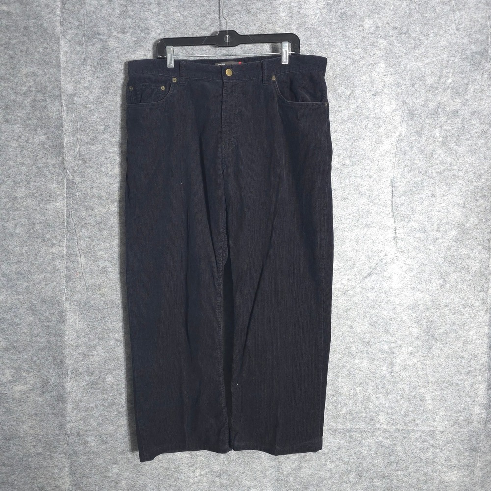Perry‎ Ellis America Mens Black Corduroy Pants Size 38 Straight Leg Vintage 90s
